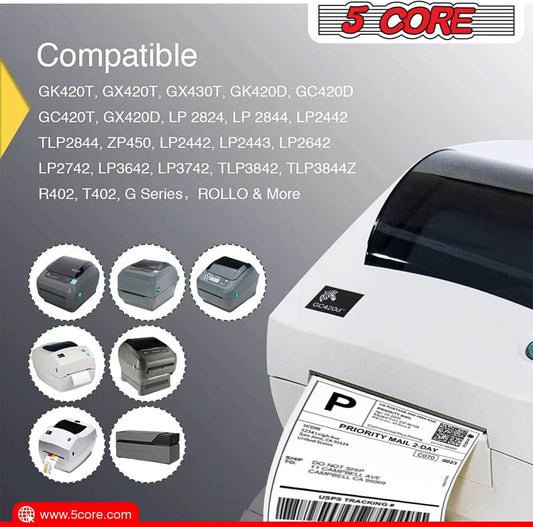 5 Core 4x6 Direct Thermal Shipping Labels, 1 Rolls 250 Labels per Roll, Perforated, Mailing Postage Shipping Label Compatible with Zebra Rollo
