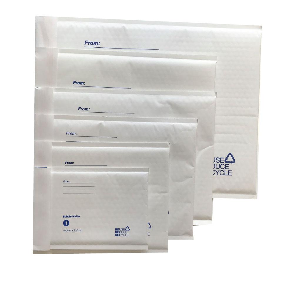 Tempest Bubble Mailers Envelopes White Kraft Paper Padded Eco Mail Postage Bags